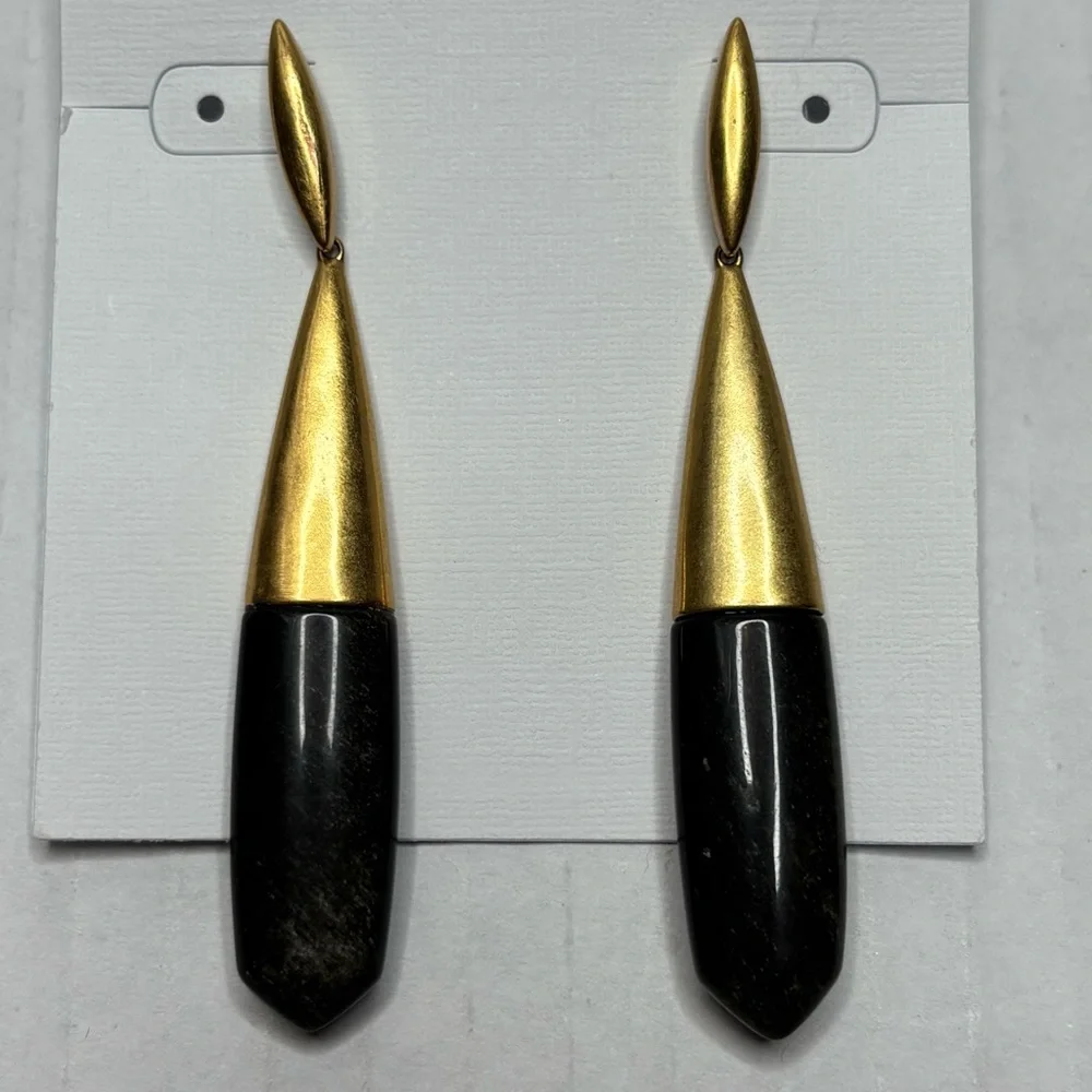 ⛔️SOLD⛔️KENDRA SCOTT Freida 14K Gold Plated Stone Linear Drop Earrings - Picture 2 of 3